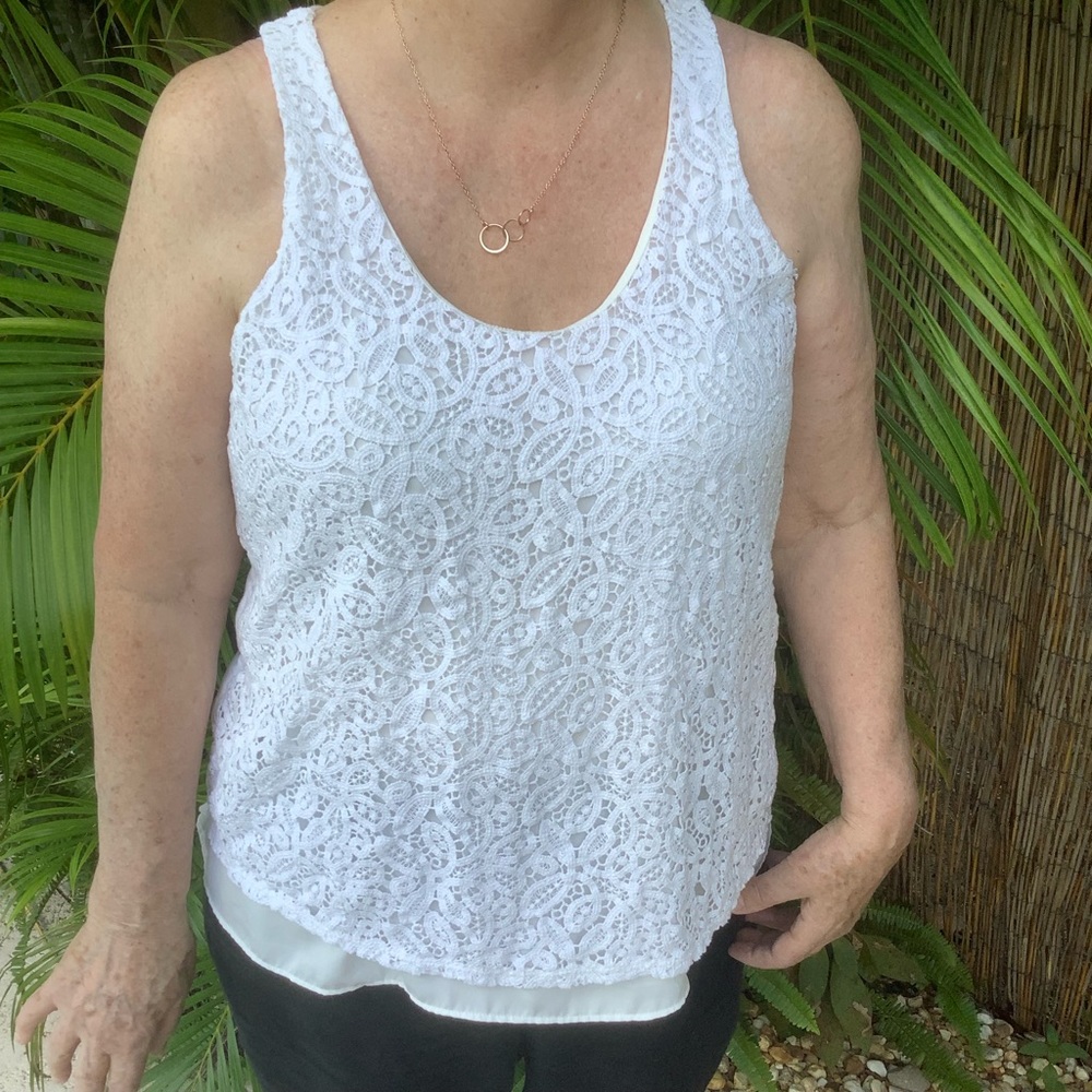 GAP white tank top with lace effect detail